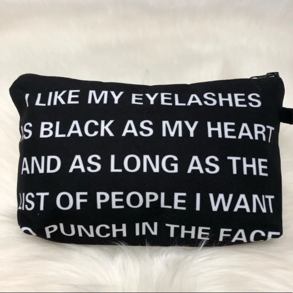NEW Macy’s Graphic Makeup Cosmetics Pouch Bag Case Top Zipper Padded Black White